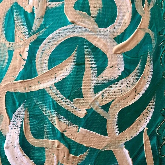Abstract Teal and Gold Wall Art